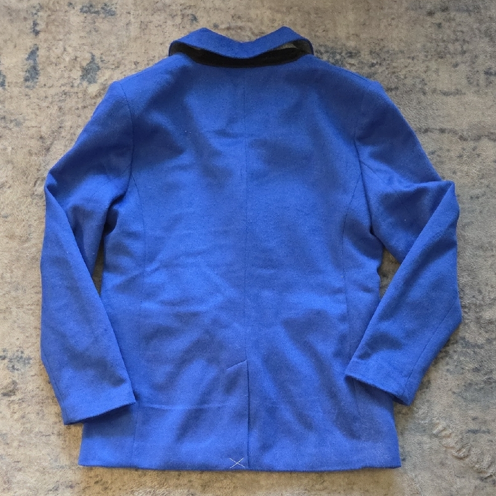 Women's Double-Breasted Blue Blazer Jacket - Picture 3 of 3